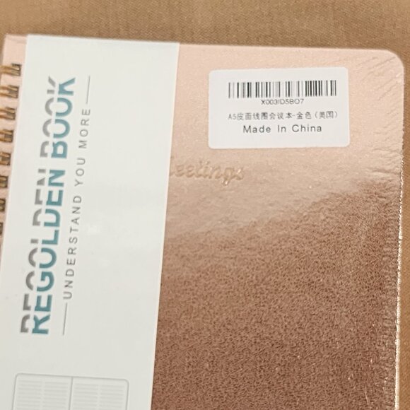 Regolden Book Rose Gold 160 Page Inner Pocket Elastic Band Pen Loop Meeting Book - Picture 4 of 16